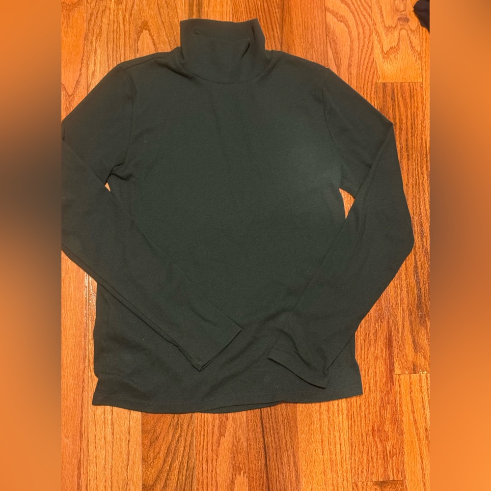 GAP Ribbed Turtleneck T-Shirt. Essex Green/ Large Long Sleeve Top - Picture 2 of 2